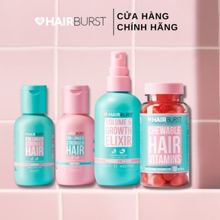 Combo chăm sóc tóc set gội xả travel + xịt dưỡng + kẹo dẻo Hairburst 60ml/chai + 125ml + 60 viên