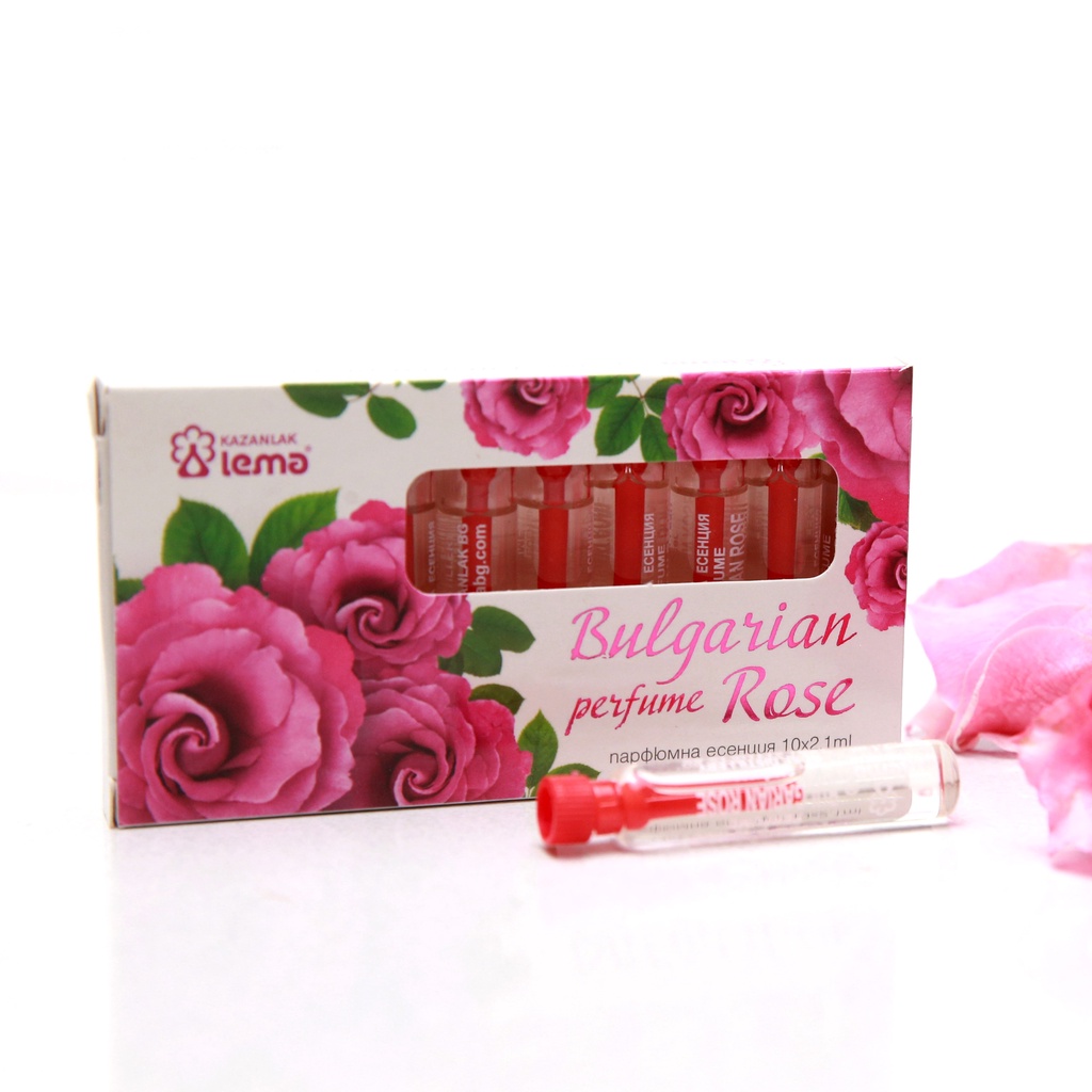 Nước hoa tinh chất hoa hồng Lema Bulgaria, nhập khẩu từ thung lũng hoa hồng Bulgaria, set 10 lọ, 2,1ml/lọ