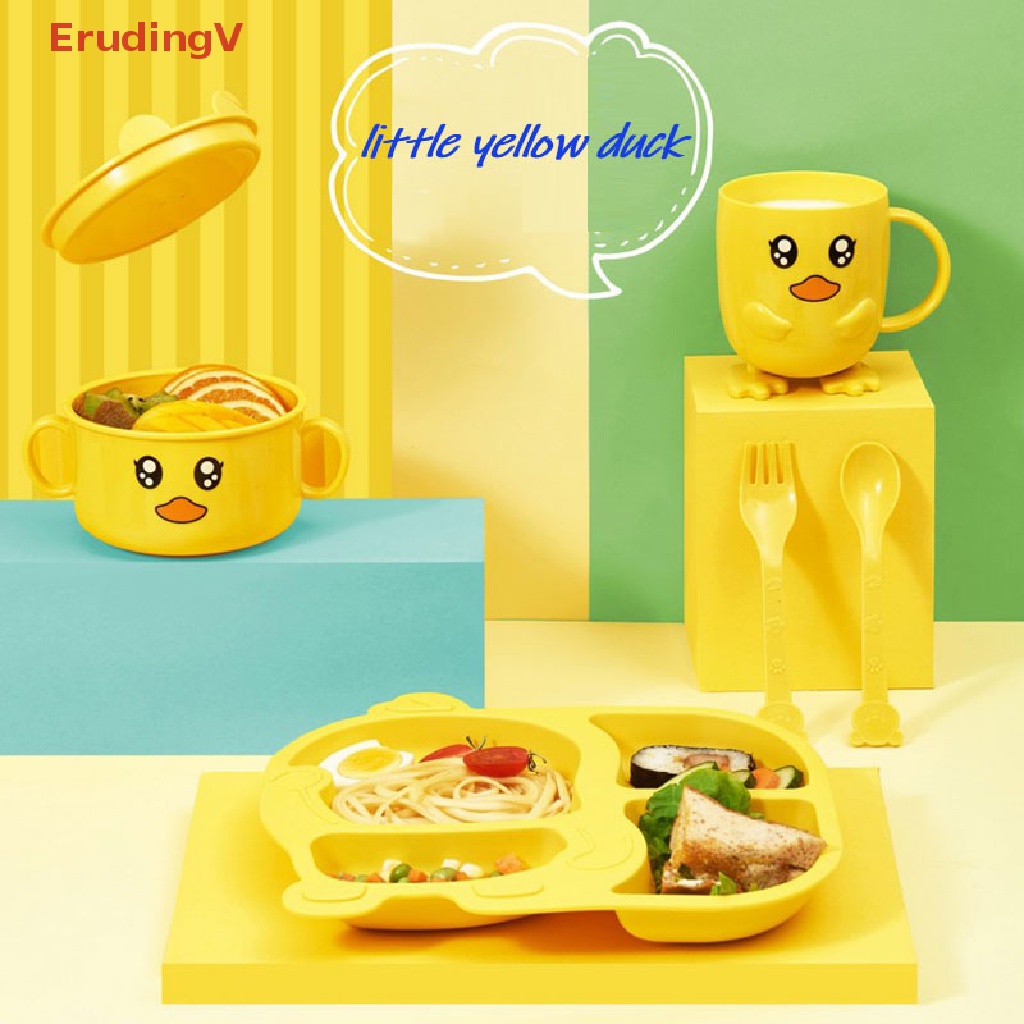 Bộ Dụng Cụ Ăn Uống Hình Vịt Vàng Hoạt Hình Dành Cho Trẻ Em
