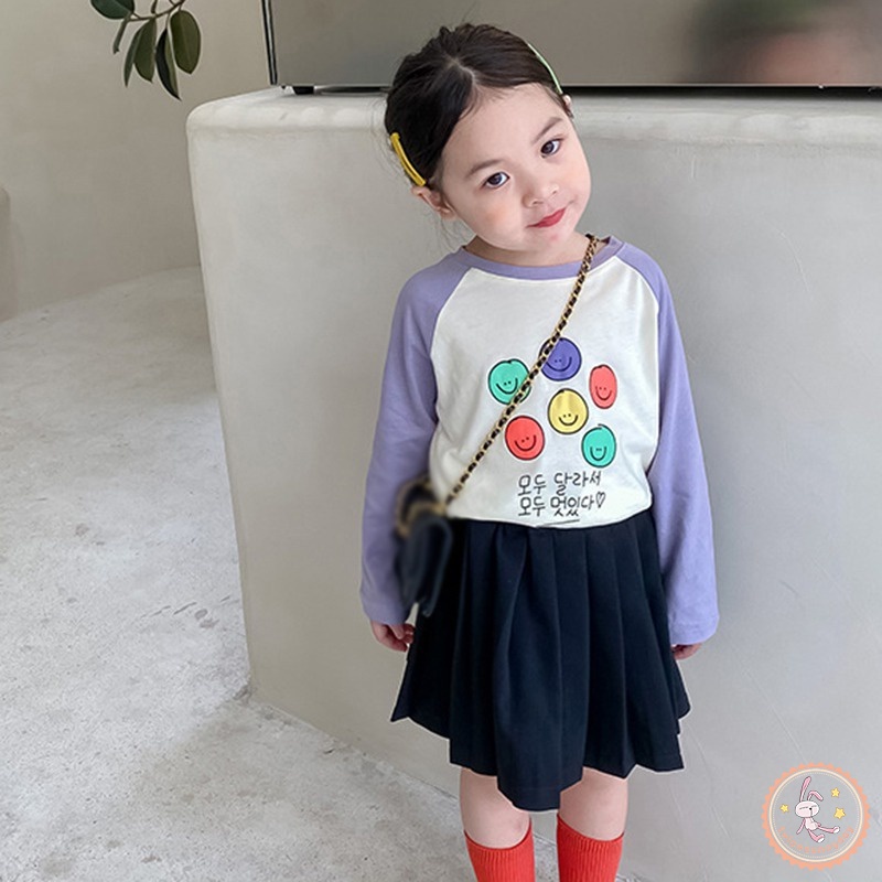 Áo Thun Tay Dài Dáng Rộng In Họa Tiết Hoạt Hình Đơn Giản Thời Trang Cho Bé Gái