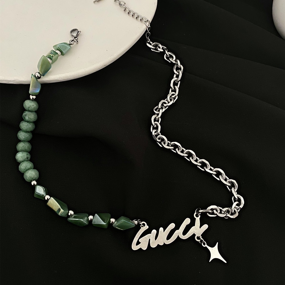Vòng cổ nam nữ titan màu bạc ngọc Kuuclothes độc đáo cá tính phong cách đường phố - Dây Chuyền chuỗi G Chain