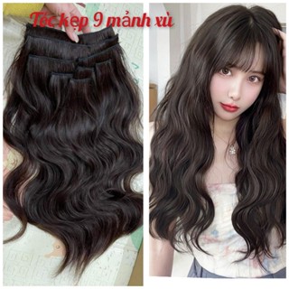 Tóc nối Kẹp Phím 9 mảnh (ảnh thật) xoăn sóng nước. Tóc nối giả nữ xoăn xù mì. Nối tóc tại nhà