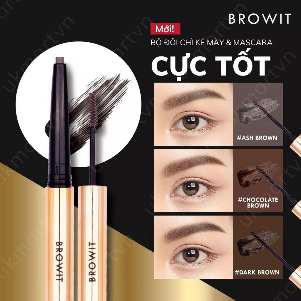 Kẻ Mày Và Mascara Mày Browit #Dark Brown 0.16g + 1.26g Ultra Fine Duo Eyebrow Pencil &amp; Mascara