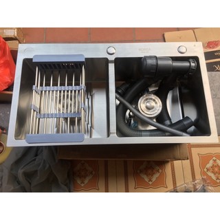 Giá xưởng ✅ chậu rửa bát đúc 2 hố inox sus 304 korea 78x43 - 72x43 - 82x45 chậu đúc 2 hố lệch và 2 hố cân