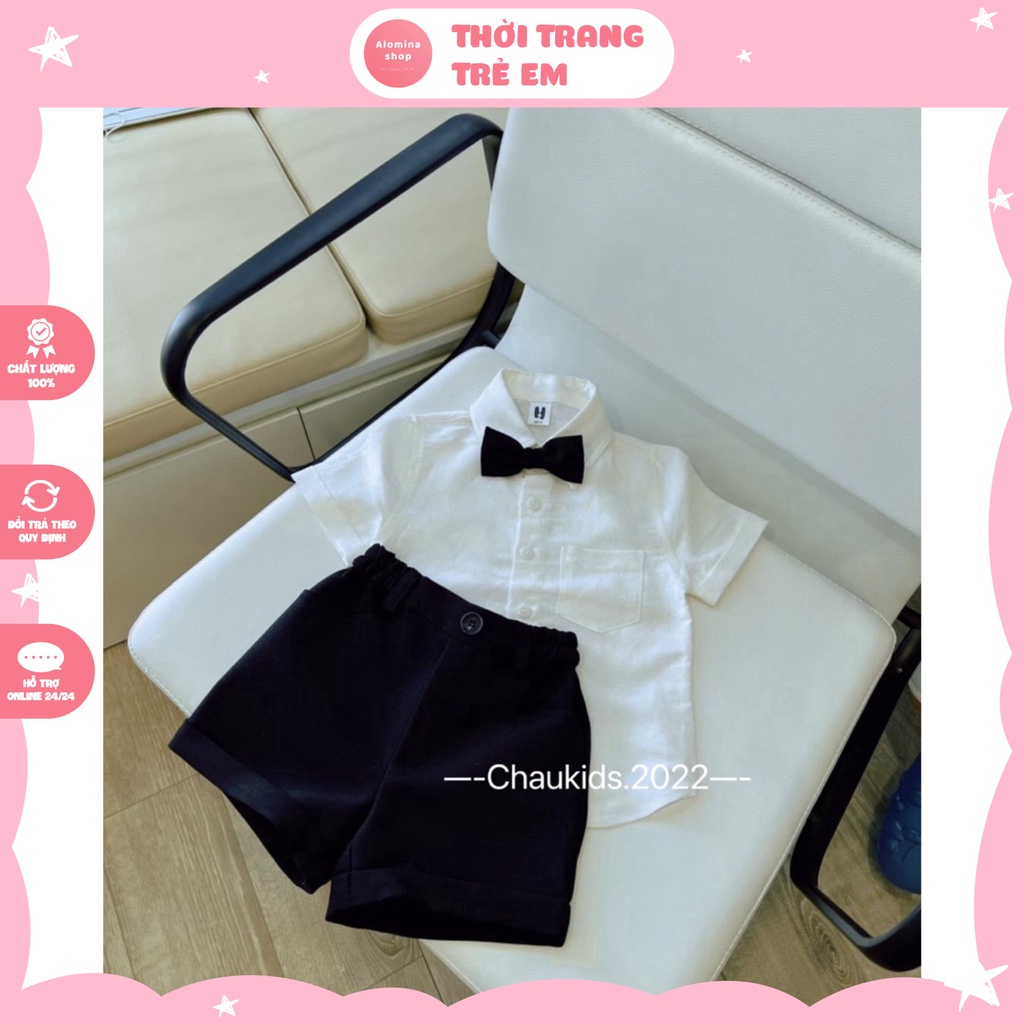 Set Bộ Áo Vết Cho Bé Trai Cao Cấp, Bộ 3 Chi Tiết Siêu Sang Chảnh Cho Trẻ, Size Từ 10-18kg