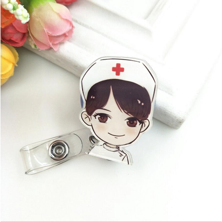 Kẹp Giữ Thẻ ID / Thẻ Tên Họa Tiết Hoạt Hình Có Thể Thu Gọn Cho Bác Sĩ / Y Tá