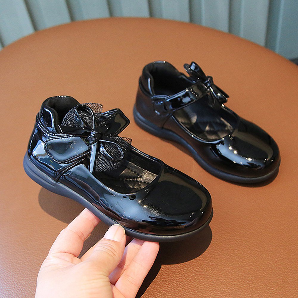 Giày Búp Bê Quai Dán Đính Nơ Xinh Xắn Dành Cho Bé Gái 6-12 Tuổi