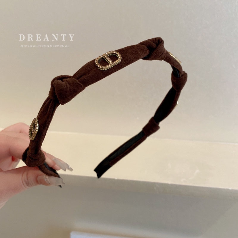 Băng Đô Vải Thắt Nút Họa Tiết Chữ Đính Kim Cương Phong Cách Pháp Thiết Kế Thời Trang