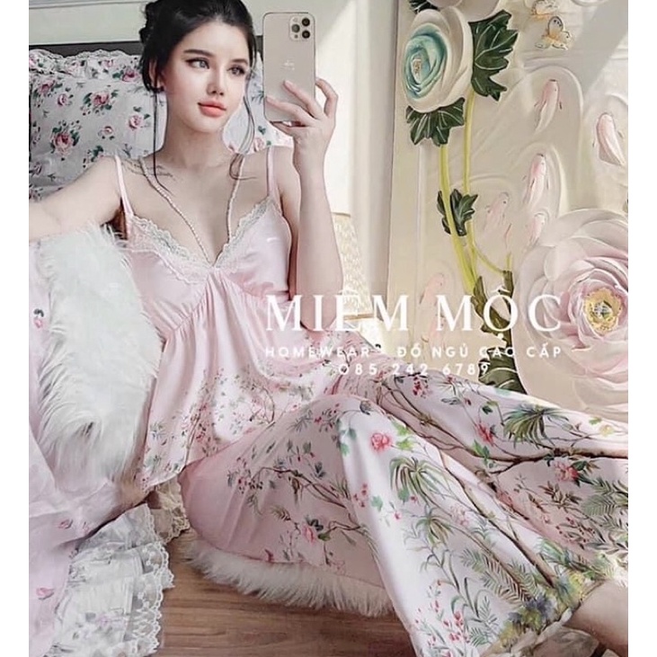 Set lụa 2 dây quần dài cao cấp