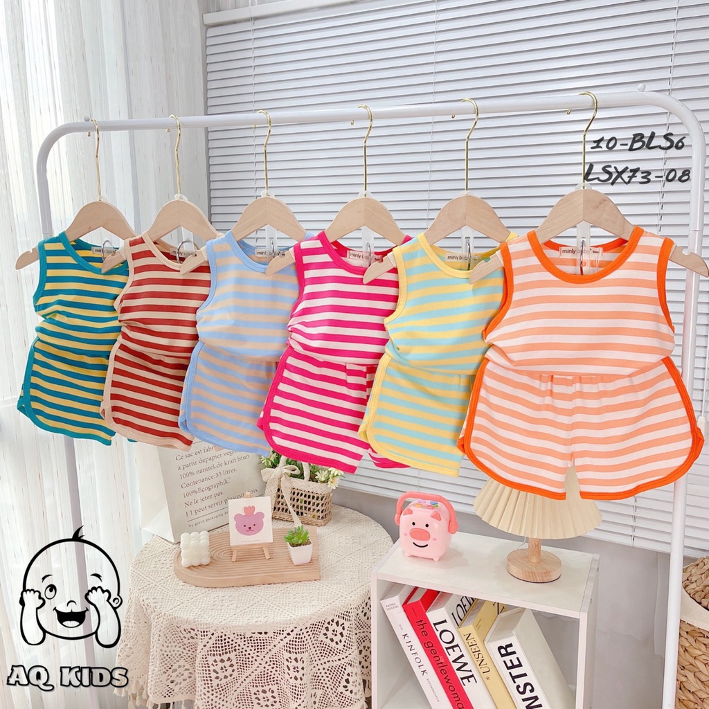 Bộ ba lỗ Size 80-170 (8-32kg) sọc visco siêu mềm mịn Minly Baby