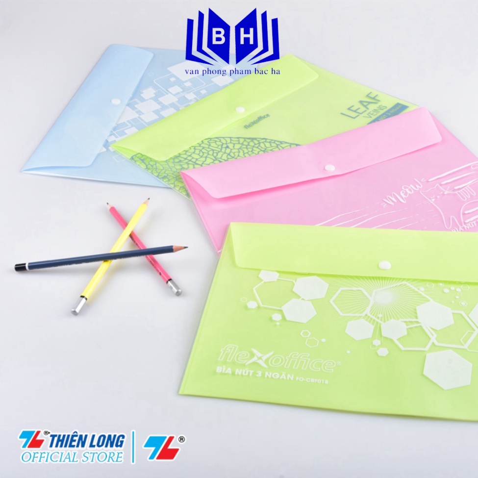 Bìa nút 3 ngăn Thiên Long Flexoffice FO-CBF018  - màu ngẫu nhiên