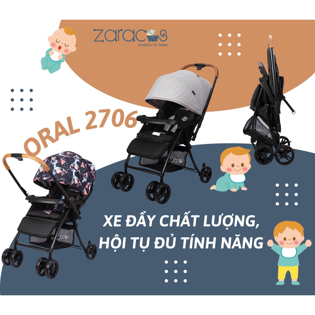 Xe đẩy trẻ em, 2 chiều 3 tư thế gấp gọn - ZARACOS ORAL 2706