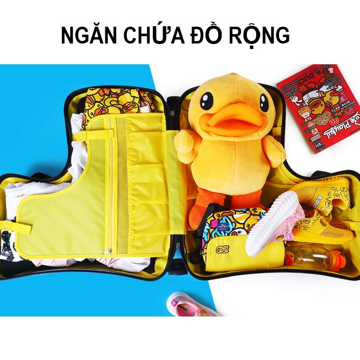 Vali BDuck Cho Bé Size 20inch / 24inch - Kiêm Xe Kéo 4 Bánh & Chân Xoay 360° - Hàng Chính Hãng