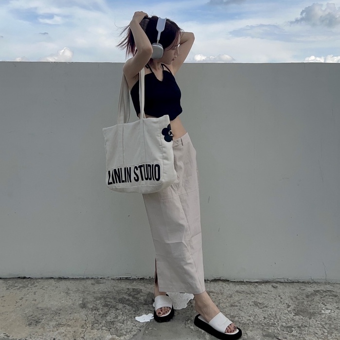 Túi Tote Canvas All The Time Linlin Thiết Kế Trẻ Trung, Cá Tính, Chất Liệu Bền Bỉ