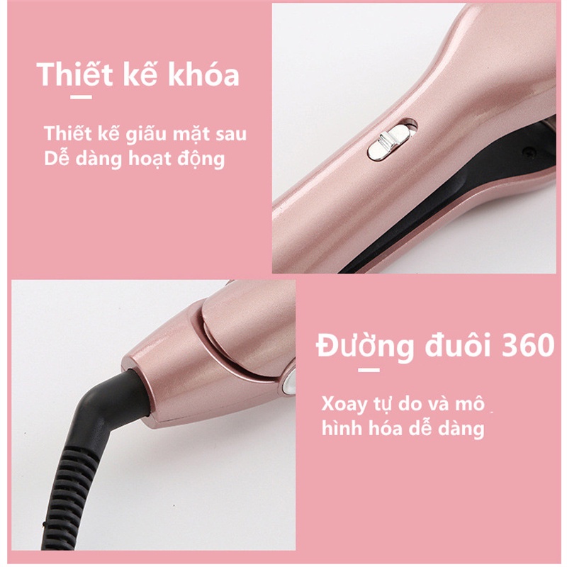 Máy bấm tóc phồng chân tóc CAO CẤP, máy dập xù chân vuông 2 in 1 kéo duỗi cao cấp 5 mức nhiệt hàng