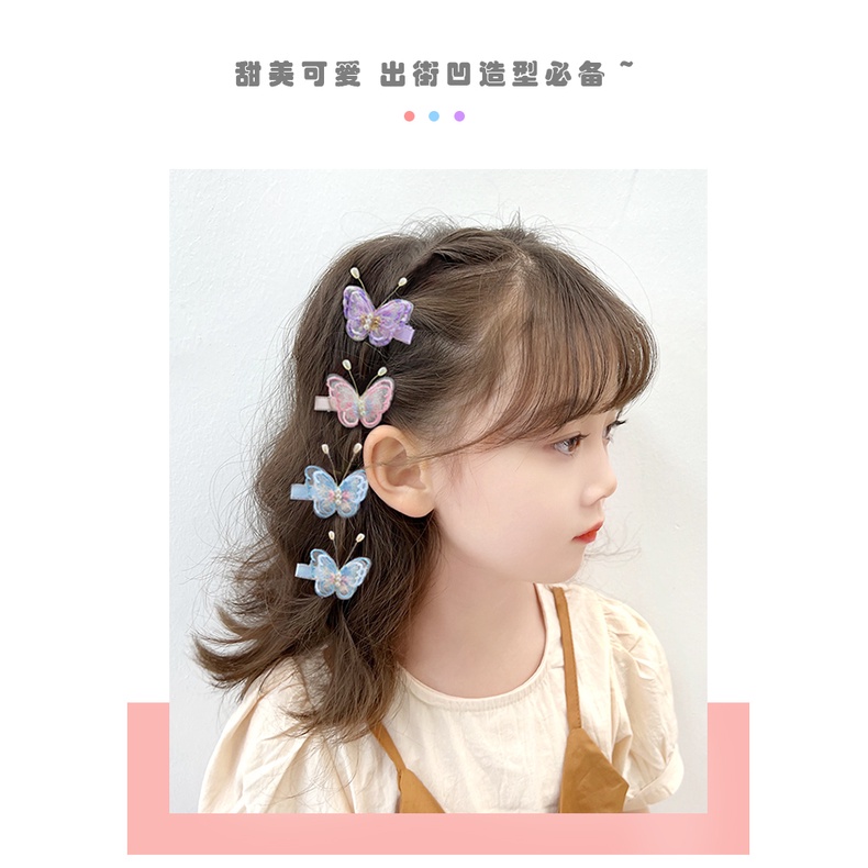 Kẹp Tóc Thêu Hình Bươm Bướm Phong Cách Hán Phục Dễ Thương Cho Bé Gái