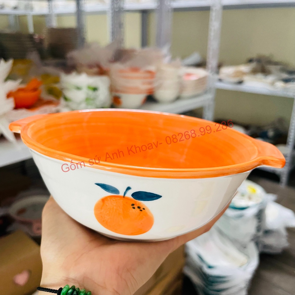 Chén dĩa sứ Bát ăn cơm Đĩa sứ Dễ thương Decor cao cấp trang trí đồ ăn Bát tô 2 tai 3 họa tiết xinh yêu