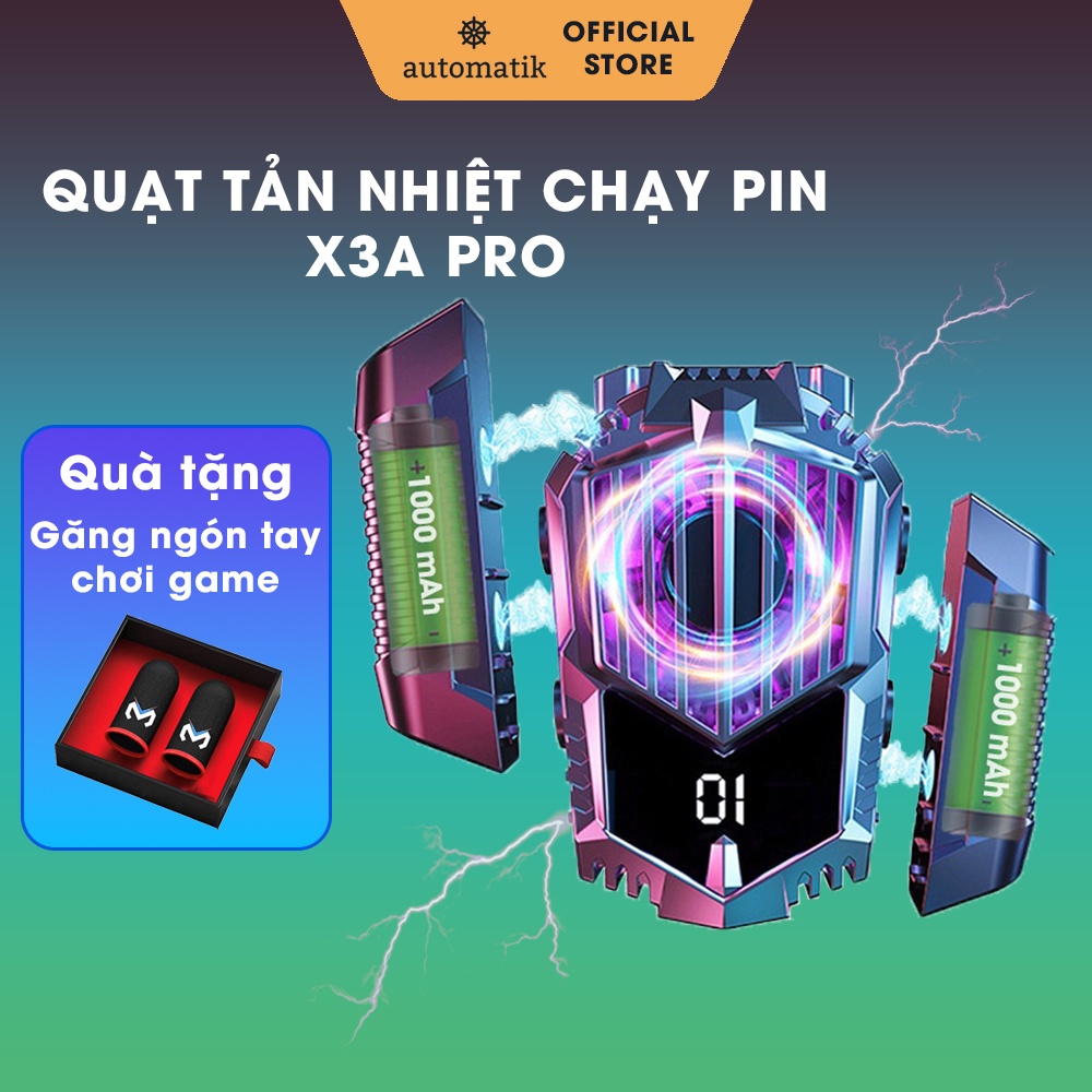 Quạt Tản Nhiệt LED Sò Lạnh Làm Mát Điện Thoại Có Pin Không Dây X3A Pro - Automatik