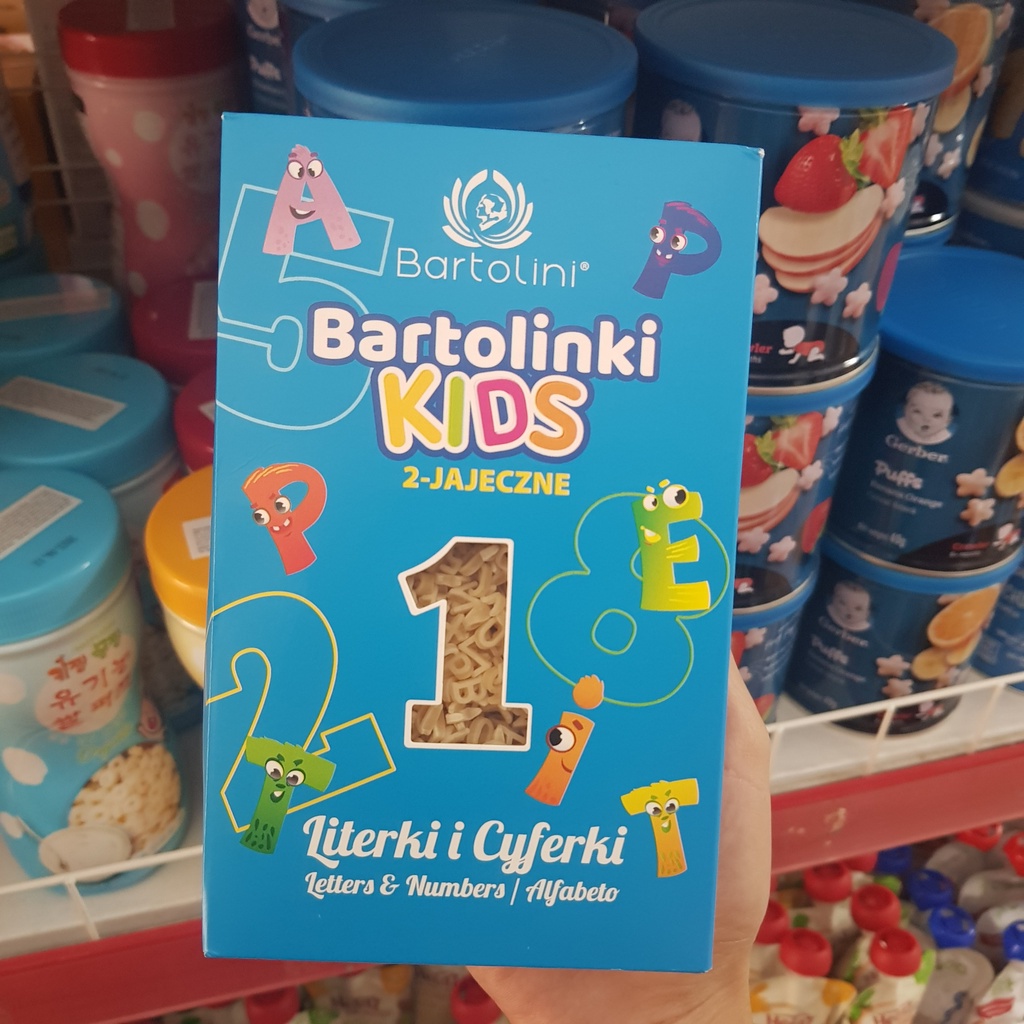 Mì nui hình ngôi sao và nui hình chữ cái, số Bartolini 250g cho bé ăn dặm