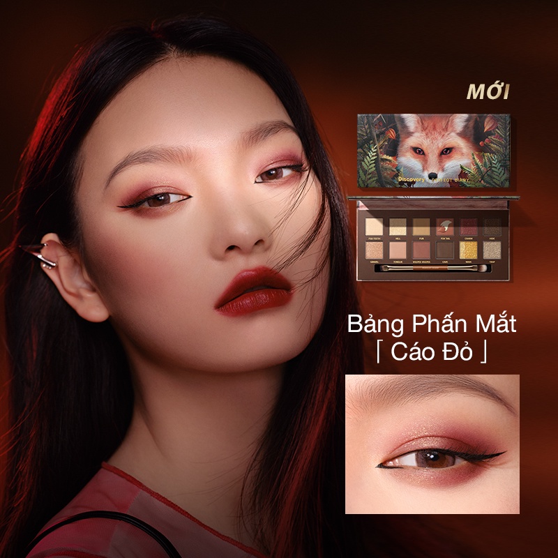 Bộ Son Môi 0.8g Nhung Lì Độ lên màu Cao Phiên Bản Mùa Đông + Bảng Phấn Mắt 12 màu 14g Perfect Diary