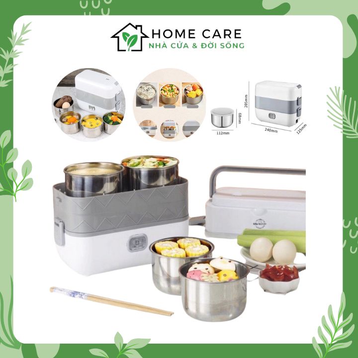Hộp cơm cắm điện 2 tầng hâm nóng và tự nấu chín thức ăn cao cấp