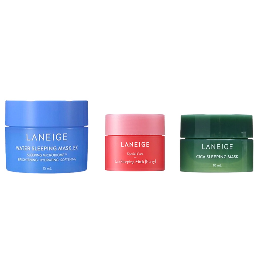 Laneige  water sleeping mask 15g, cica 10g, lip sleeping mask berry 3g