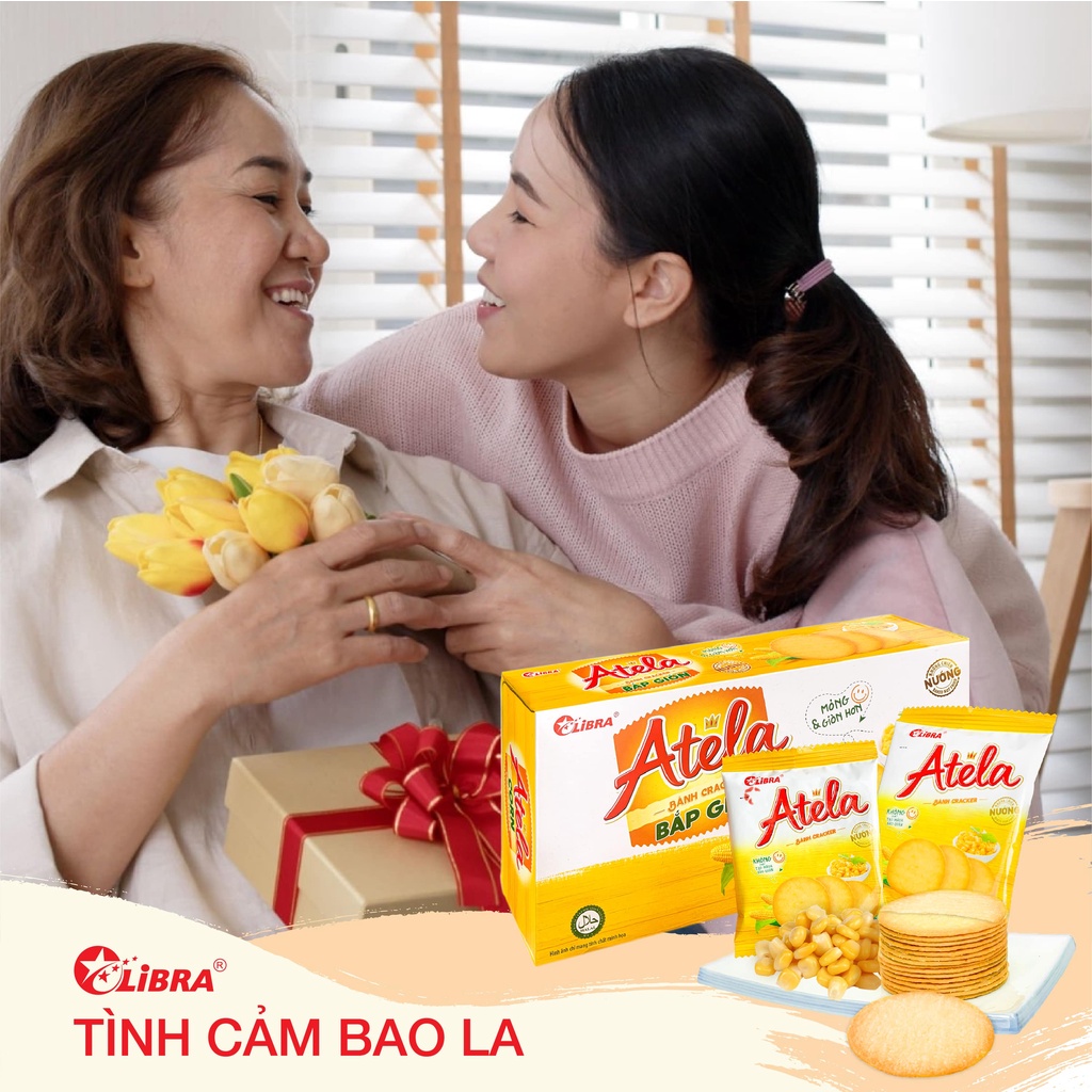 Bánh quy vị ngô LIBRA corn cracker bắp mặn giòn đồ văn vặt dinh dưỡng healthy bánh Atela lễ tết hộp 150gr