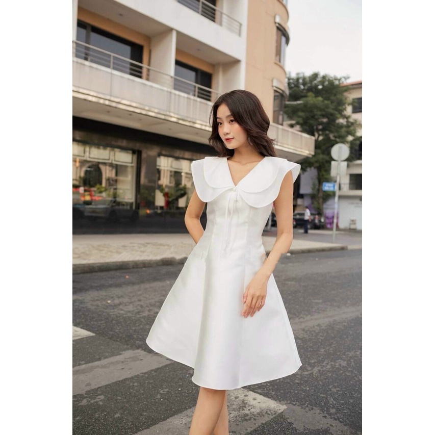 Đầm Váy 6 Mảnh Cổ Bèo Xòe Nhẹ