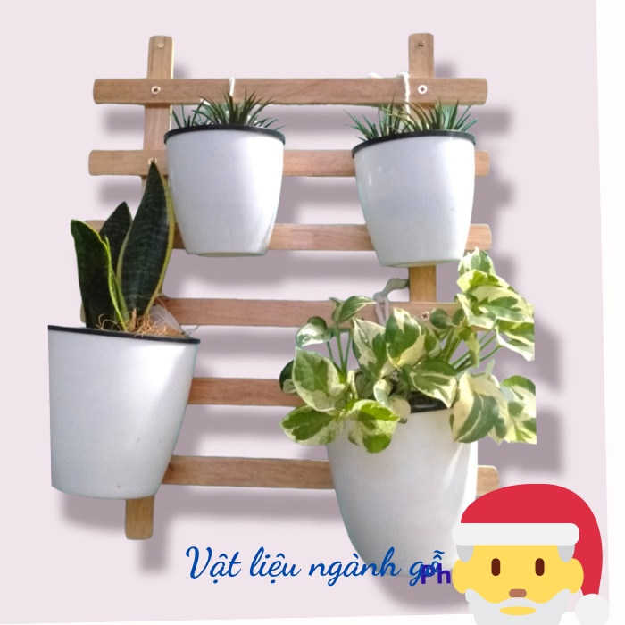 Hàng rào gỗ trang trí sân vườn, Rào treo tường, trồng dây leo.  KT Cao 50 x R 37,5cm, kèm vít, móc treo