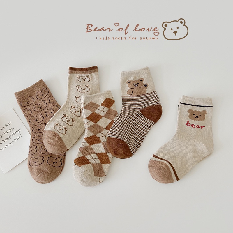 Set 5 đôi tất lưới cao cổ bèo nhún giữ ấm chân cho bé gái chất cotton điệu- Vớ cao cổ bé gái