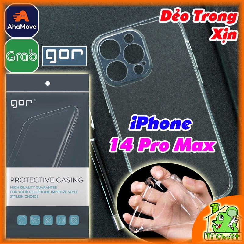 [Chính Hãng GOR-Ảnh Thật] Ốp lưng iPhone 14 PRO MAX Silicon Dẻo Trong Suốt