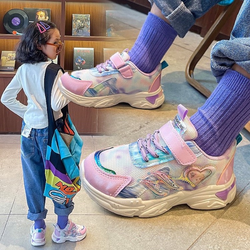 Giày thể thao bé gái lưới thoáng khí êm chân hàng  cho bé từ 3-12 tuổi