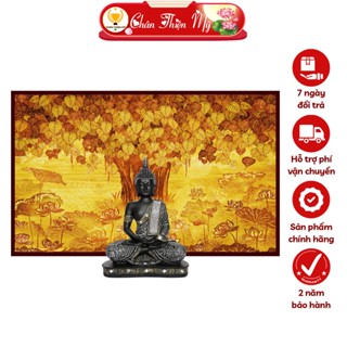 Đèn Hào Quang Phật Cây Bồ Đề In Tranh Trúc Chỉ Ngang CHÂN THIỆN MỸ, Trang Trí Bàn Thờ, Treo Phòng Thờ TC-TN-02