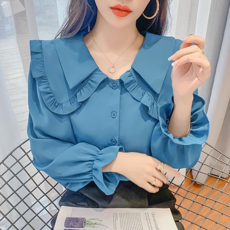 Long Sleeve Shirt Women Plus Size Loose Red Blouse Korean Style New Fashion Simple Ladies Tops