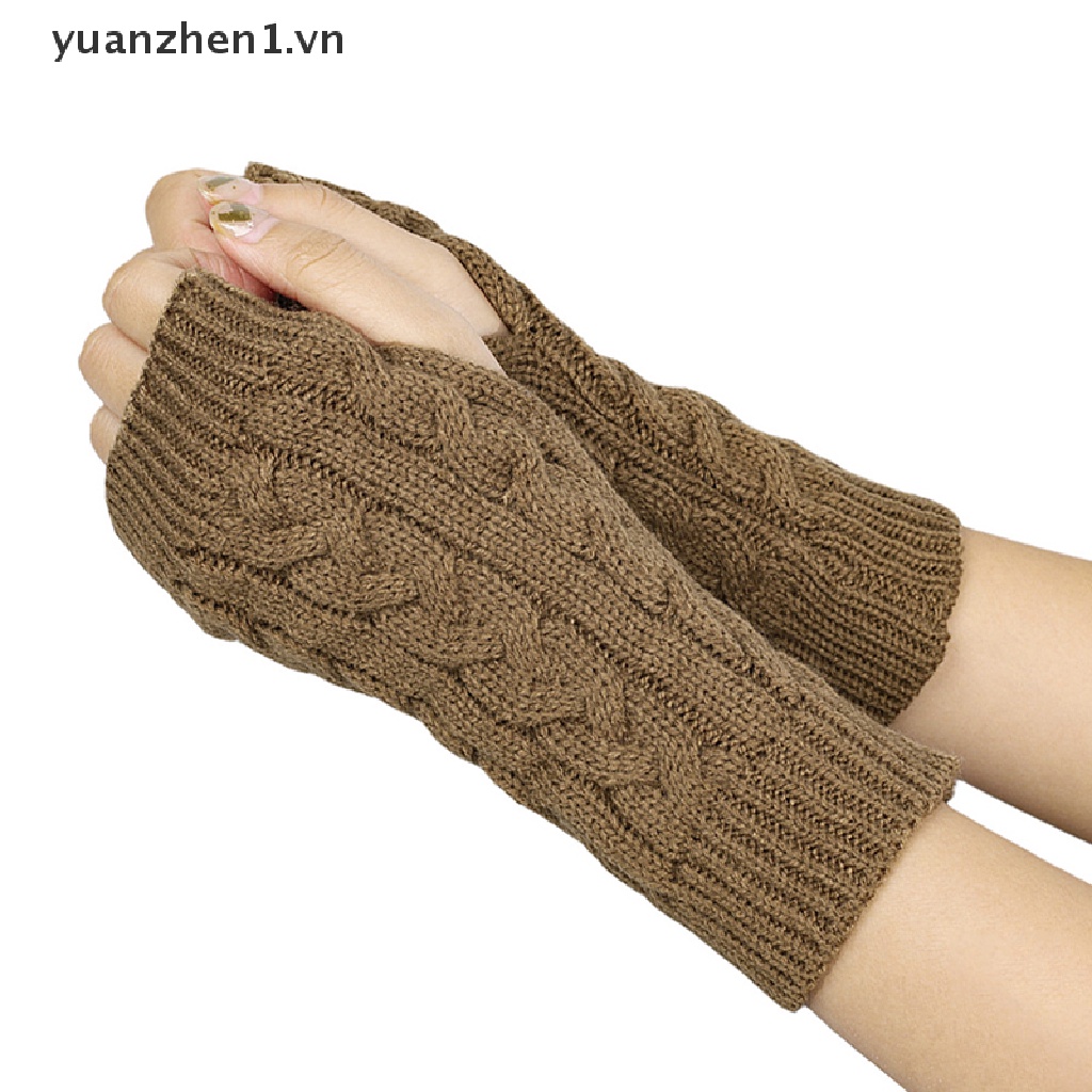 1 Đôi Găng Tay Len Hở Ngón Mềm Mại Giữ Ấm Mùa Đông