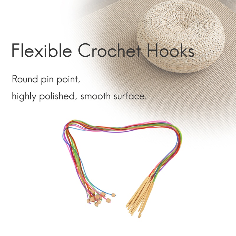 Bộ 1 / 12 Dụng Cụ Móc Đan Len Bằng Tre Tự Nhiên Linh Hoạt Màu Sắc Ngẫu Nhiên