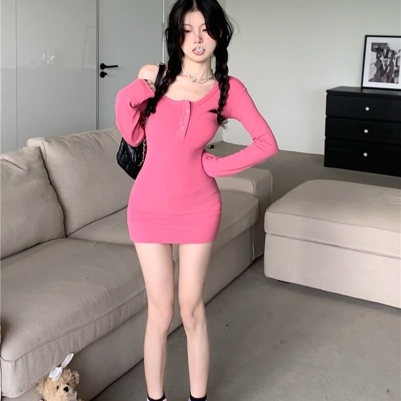 COZOK Đầm Dài Tay Ôm Eo Thời Trang Dành Cho Nữ