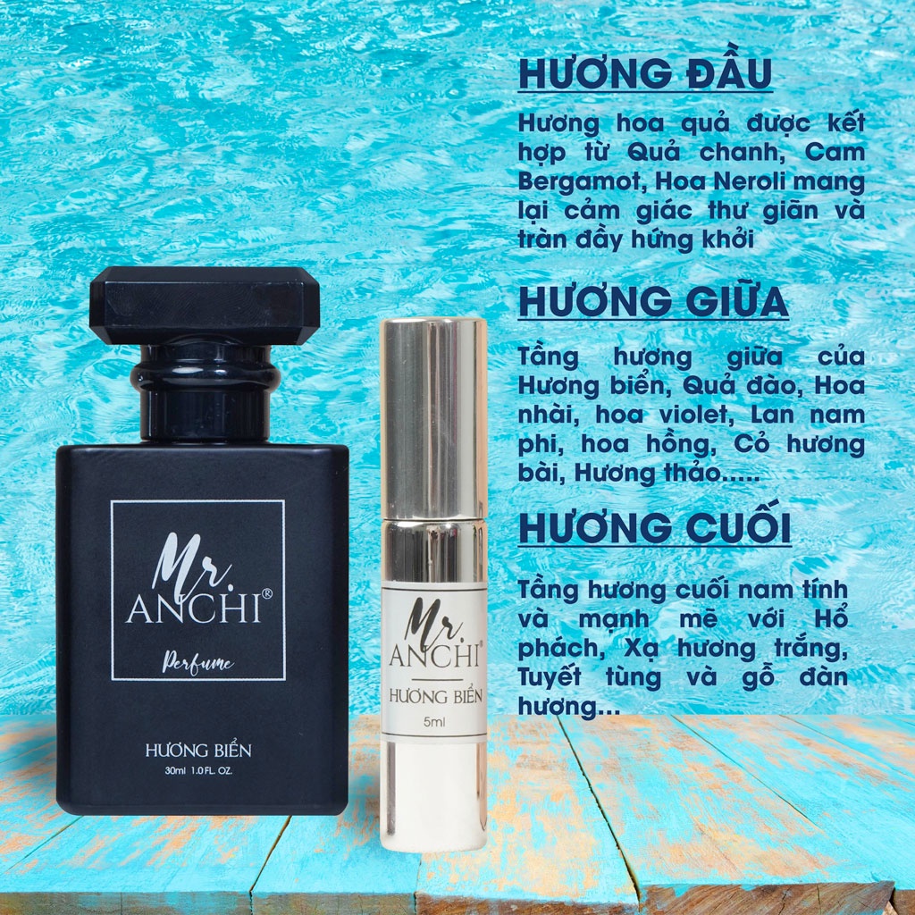 Nước Hoa Trung Niên Mr. ANCHI Perfume Hương Biển Và Hổ Phách Chính Hãng 5ml và 30ml