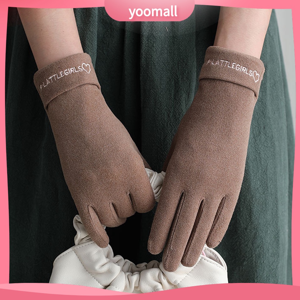 Găng Tay Lái Xe Dày Dặn Ấm Áp Có Thể Chạm Màn Hình Cảm Ứng Dành Cho Nữ