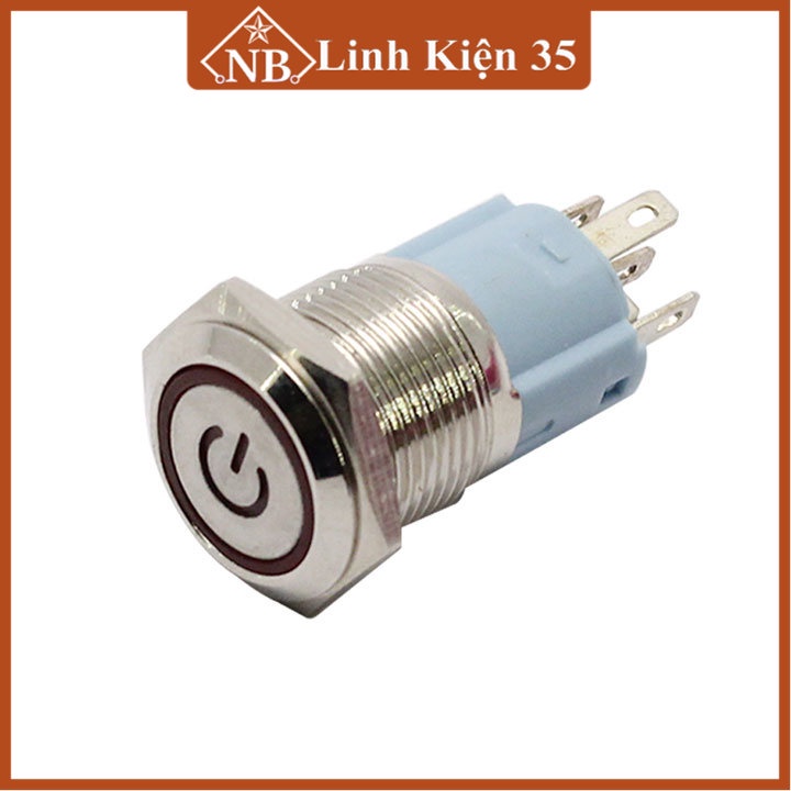 Nút nhấn đề sắt chống nước IP65 có đèn báo 24VDC-16mm nhấn nhả