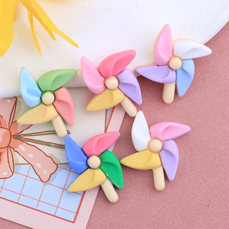 Set 10 Kẹp Tóc Hình Cối Xay Gió Bằng Nhựa Resin DIY Cho Điện Thoại