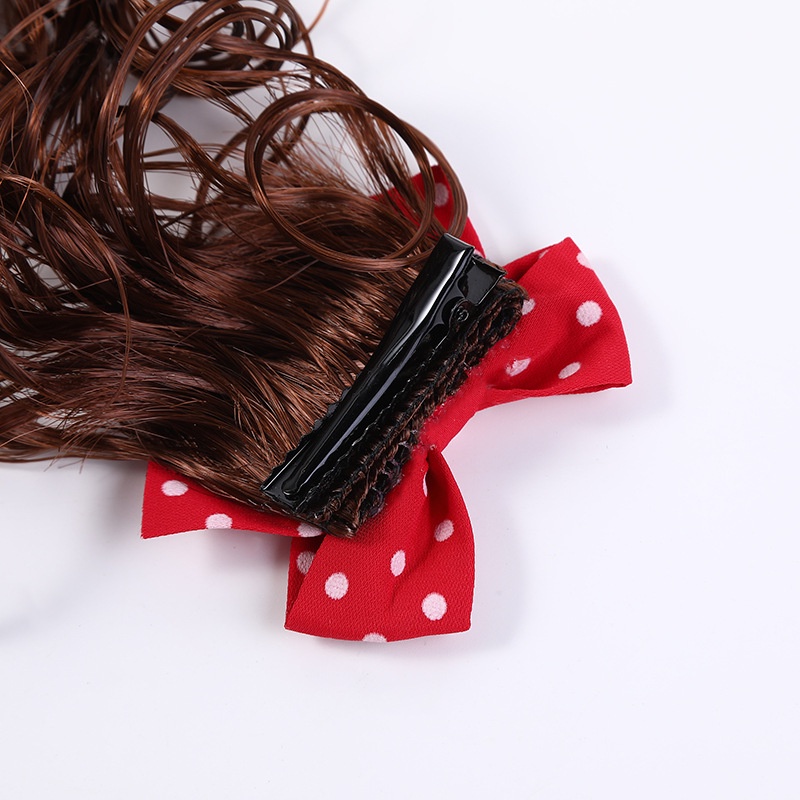 Cặp Tóc Giả Xoăn Đính Nơ Xinh Xắn Cho Bé Gái