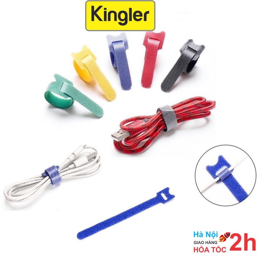 Combo 10 Băng Gai - Kingler, Nhiều Màu Dính 2 Mặt Cuốn Và Bó Dây Sạc, Cáp, Dây Tai Nghe, Tiện Dụng, Làm Gọn Dây -5678