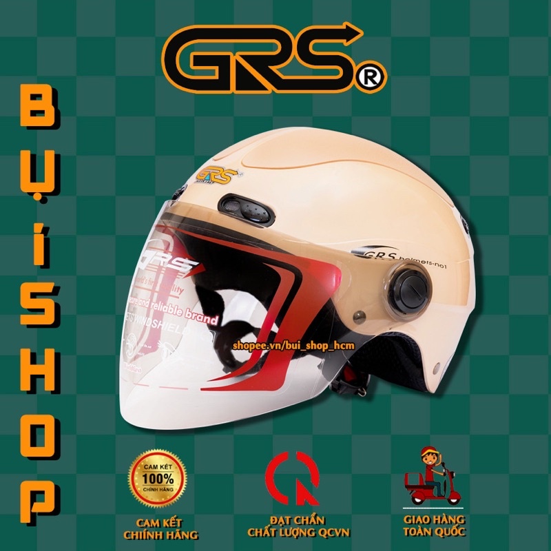 Mũ bảo hiểm nửa đầu GRS A102k kính dài mới FULL ĐỦ MÀU- Helmet có kính chắn gió - Nón Sơn 1/2 Đài Loan - Nón acer