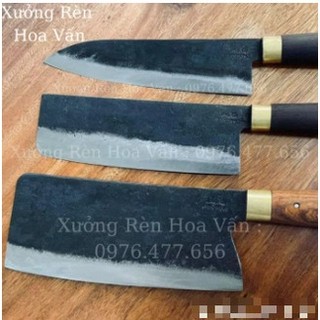 Bộ dao 3 món, bộ dao làm bằng thép nhíp ô tô cao cấp - bộ dao thép nhíp khâu 100%