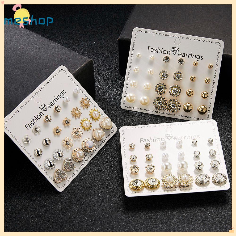 Set 12 Đôi Bông Tai Ngọc Trai Thời Trang Cho Nữ|Trang Sức Xỏ Khuyên