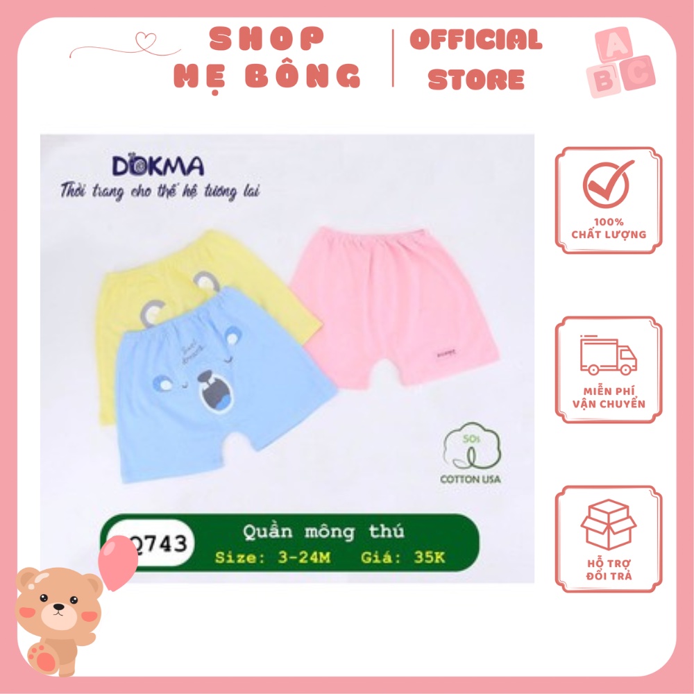 Quần cộc sơ sinh mông thú Dokma mềm, mát cho bé (3-24M)