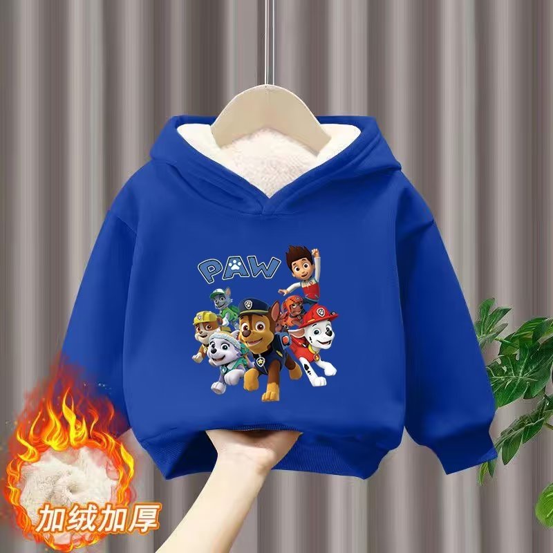 Áo Hoodie Tay Dài Cổ Tròn Lót Lông Cừu Dày In Họa Tiết Thời Trang Mùa Thu Mới Cho Bé Trai