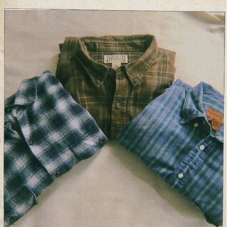 Áo sơ mi kaki kẻ secondhand vintage