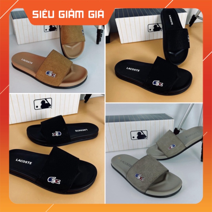 Dép Lacoste bản đế cao su non đẹp huyền thoại , dép quai ngang unisex nam nữ quai da cao cấp 2022 bao đi nước Free Ship